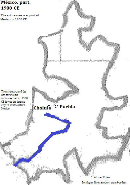 map showing Puebla state, México, 1900 CE