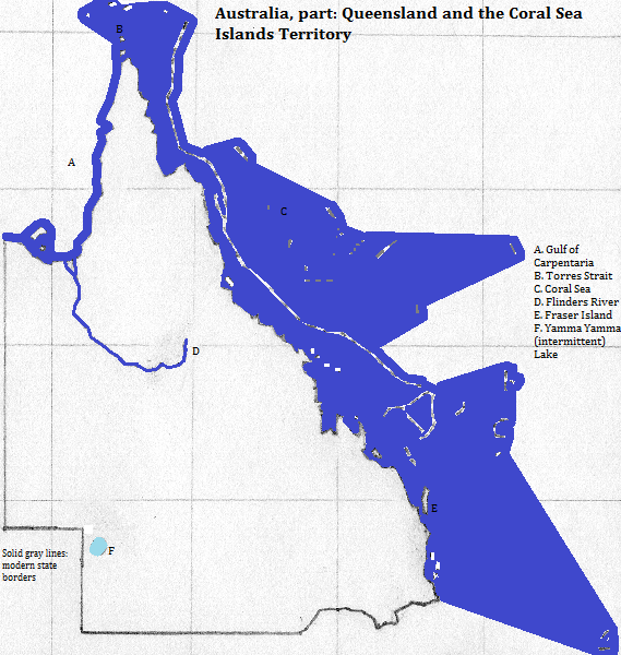 map of Queensland and the Coral Sea Islands Territory