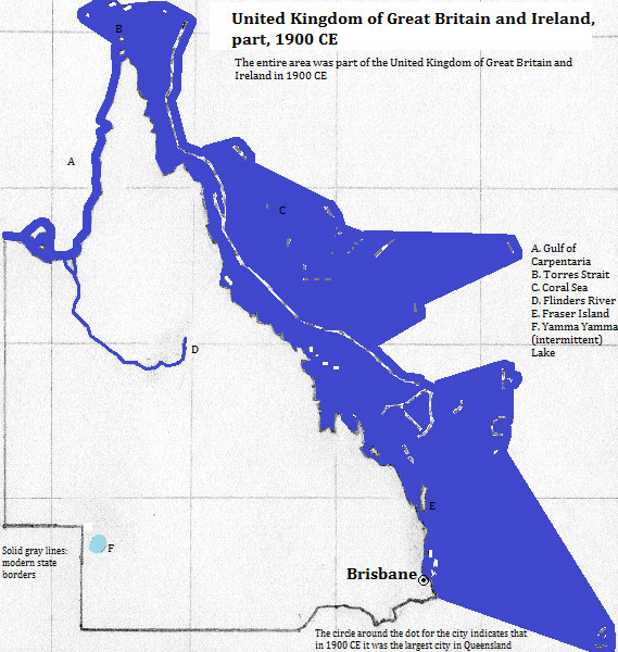 map showing part of the United Kingdom of Great Britain and Ireland (British Empire), 1900 CE