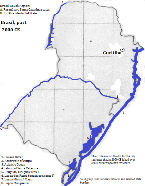 map showing the South Region of Brasil (Brazil), 2000 CE