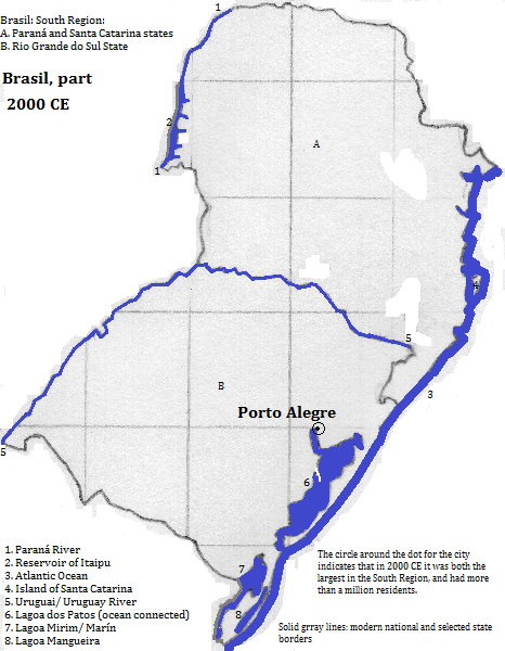 map showing the South Region of Brasil (Brazil), 2000 CE