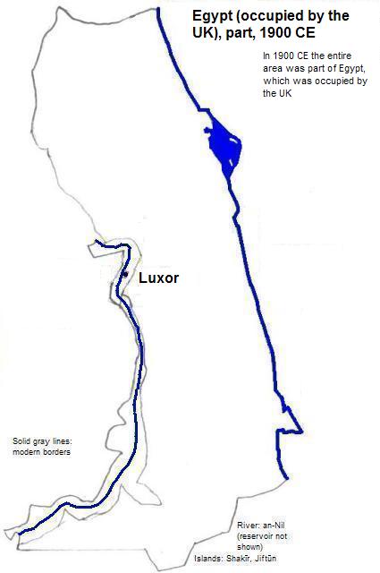 map showing part of Egypt, which was occupied by the UK, 1900 CE