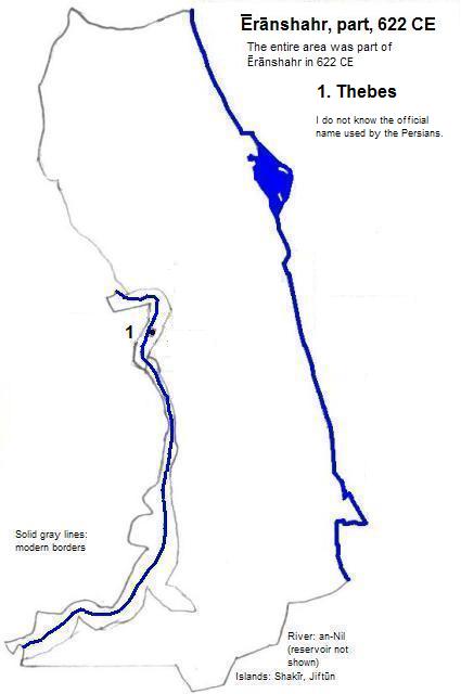 map showing part of Ĕrānshahr (Sassianian Empire) 622 CE