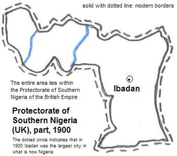 map showing part of the British Protectorate of Southern Nigeria, 1900