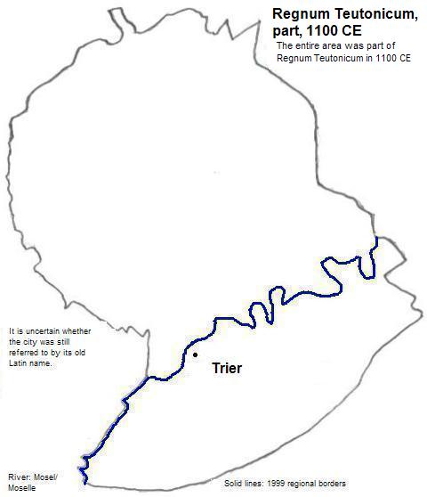 map showing part of Regnum Teutonicum, 1100 CE