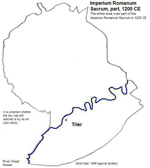 map showing part of Imperium Romanum Sacrum, 1200 CE
