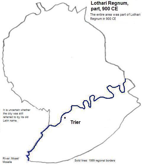 map showing part of Lothari Regnum, 900 CE