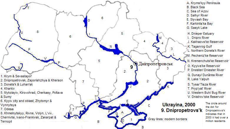 map showing Ukrayina,2000 CE