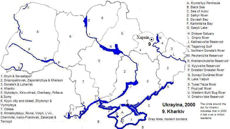 map showing Ukrayina,2000 CE