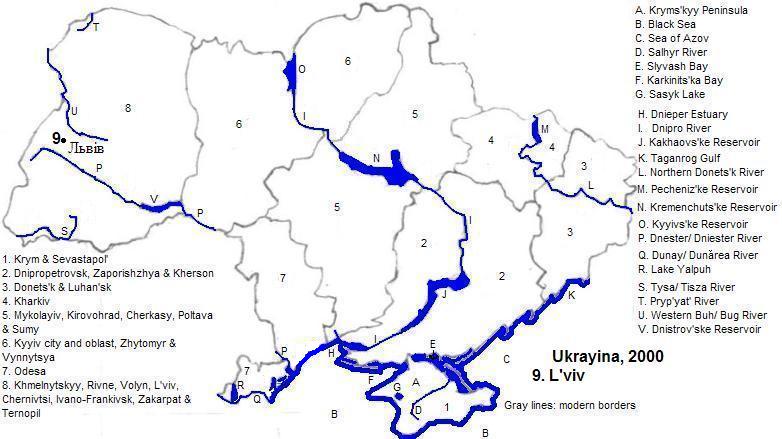 map showing Ukrayina,2000 CE