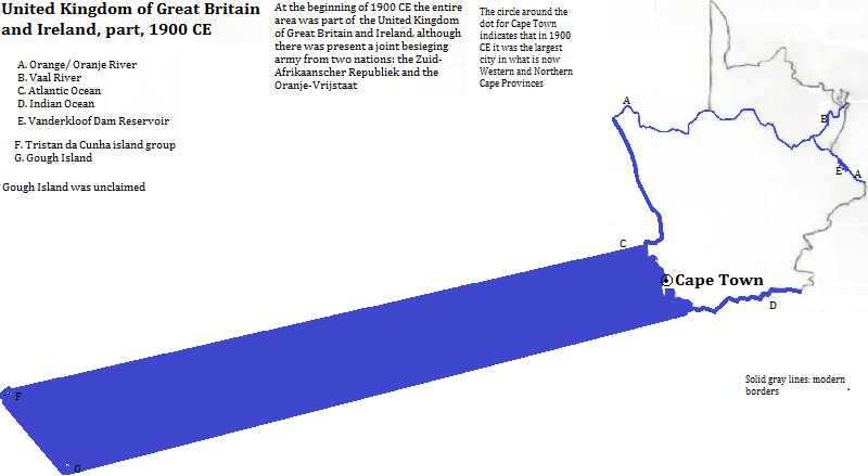 map showing part of the United Kingdom of Great Britain and Ireland, 1900 CE