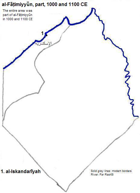 map showing part of al-Fāṭimiyyūn (Fatimid Empire) 1000 to 1100 CE