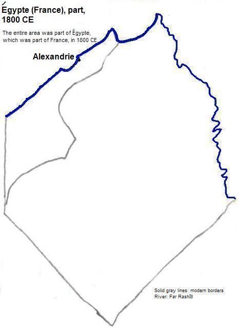 map showing part of Égypte (Egypt), which was part of France, 1800 CE