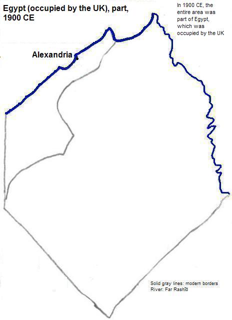 map showing part of Egypt, which was occupied by the UK, 1900 CE