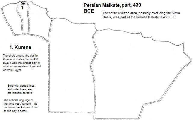 map showing part of the Persian Malkate, 430 BCE