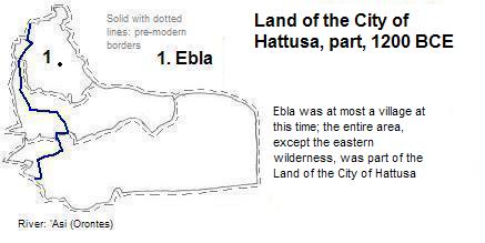 map showing part of the Land of the City of Hattusa, 1200 BCE