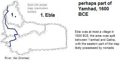 map showing perhaps part of Yamhad, 1600 BCE