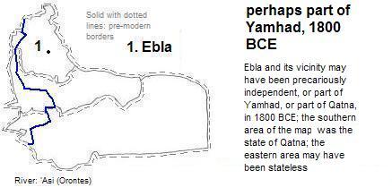 map showing perhaps part of Yamhad, 1800 BCE