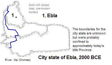 map showing the the city state of Ebla, 2000 BCE