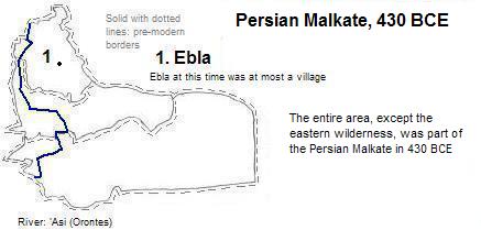 map showing part of the Persian Malkate, 430 BCE