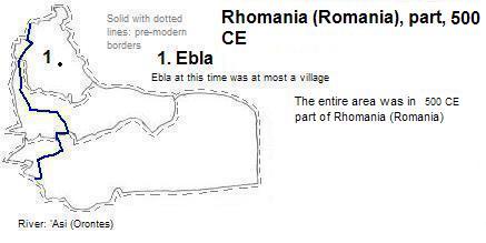 map showing part of Rhomania (Romania), 500 CE