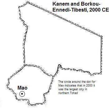 map showing Kanem and Borkou-Ennedi-Tibesti, 2000 CE