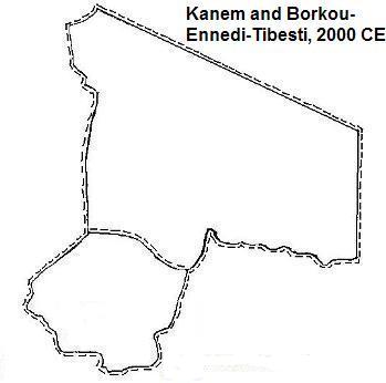 map of Kanem and Borkou-Ennedi-Tibesti: showing borders