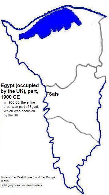 map showing part of Egypt, which was occupied by the UK, 1900 CE