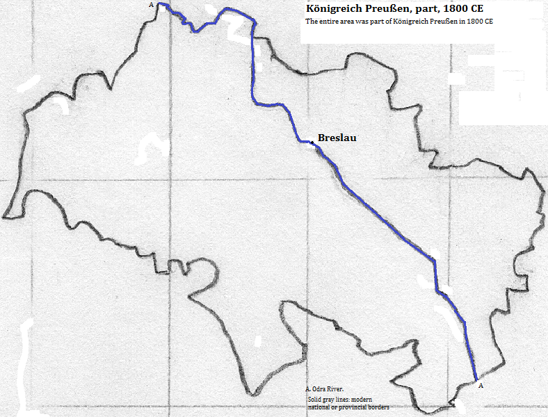 map showing part of Königreich Preußen(Kingdom of Prussia), 1800 CE